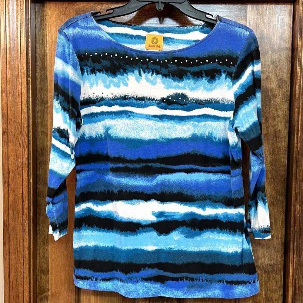 Ruby Rd. Women's 3/4 Sleeve Cotton Knit Top Sz S‎ $5 ADD ON with $15+ Bundle